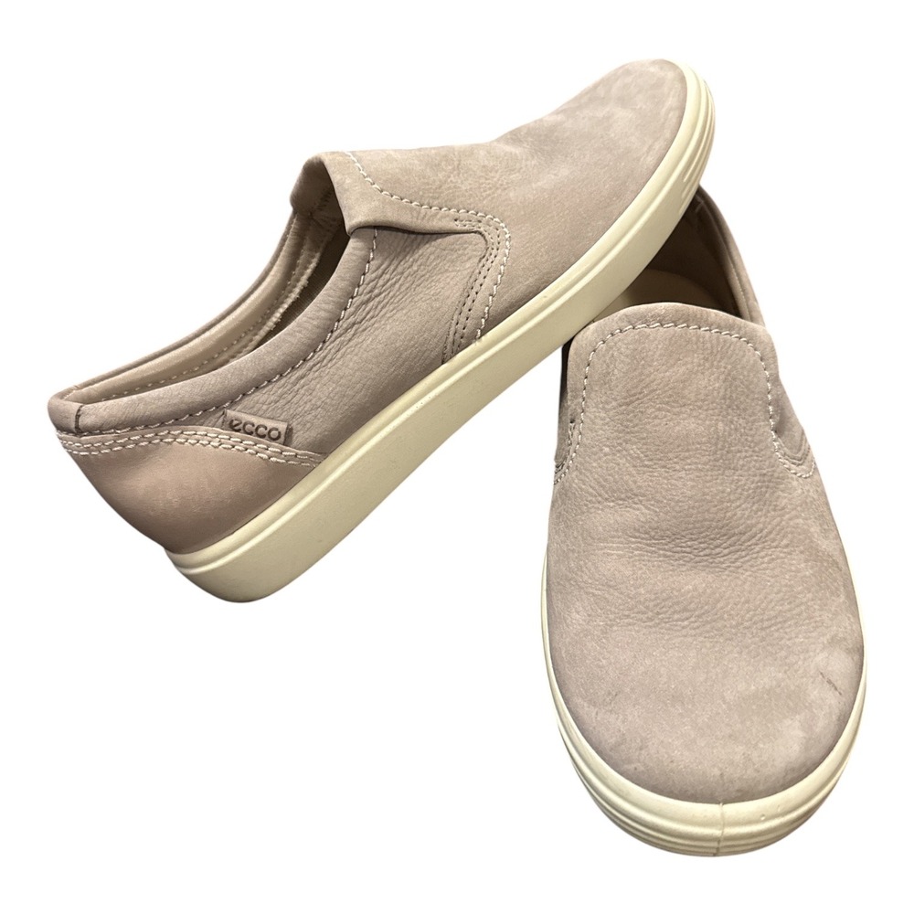 Ecco Soft 7 Slip On Sneakers Womens 7 Taupe Leather Low Top Casual Shoes